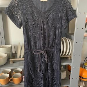 SEA New York Navy Blue Lace Dress Drawstring Waist
